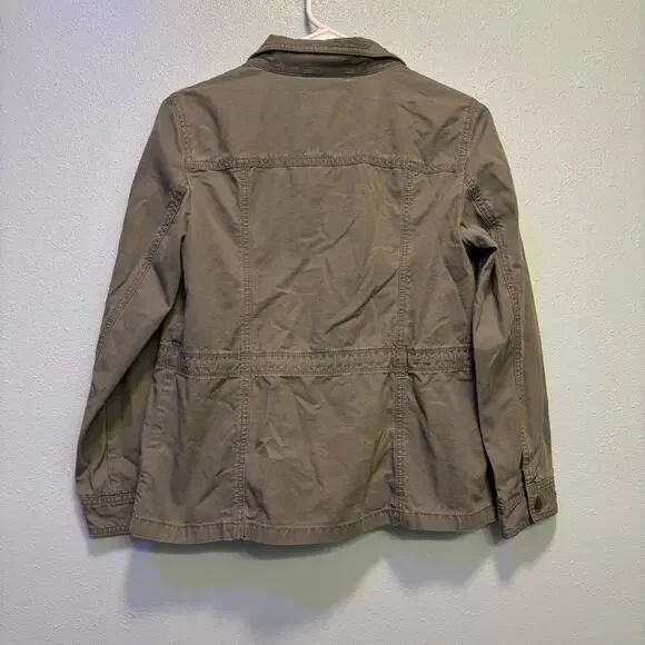 Talbots Petite Green Cinch Waist Utility Pockets Jacket Classic Design Size P - Picture 8 of 10